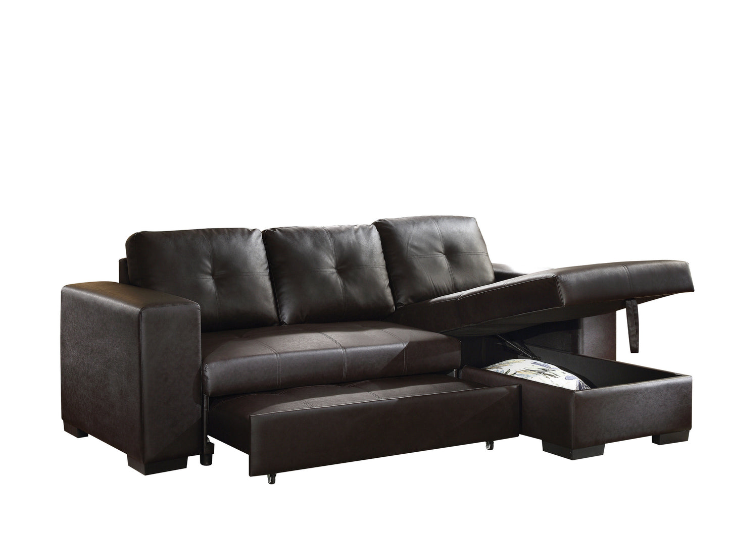 ACME Lloyd Sectional Sofa w/Sleeper: Black PU, Comfortable & Stylish Furniture for Your Living Space | 53345