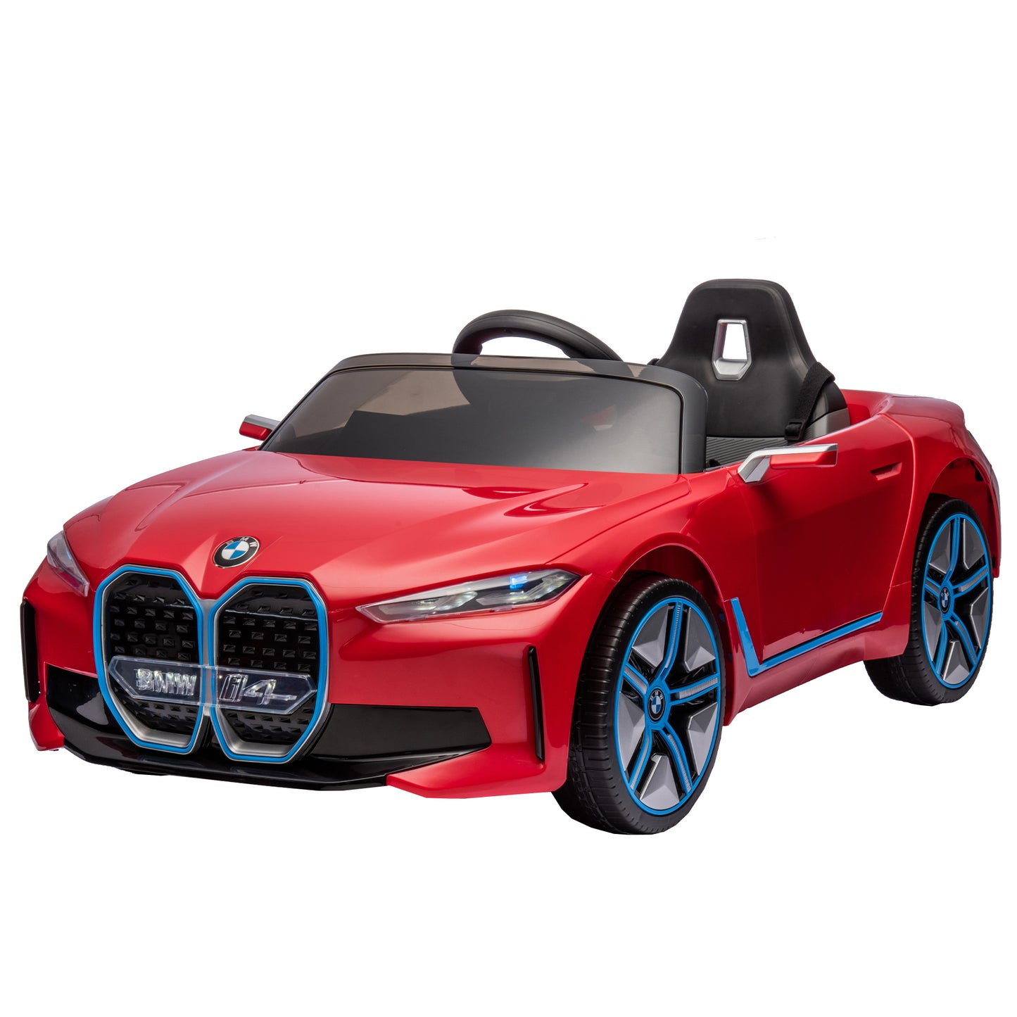 Licensed BMW I4 12V Kids Ride-On Car: Remote Control, 3 Speeds, Power Display, USB, MP3, Bluetooth, LED Lights, Safety Belt, Story