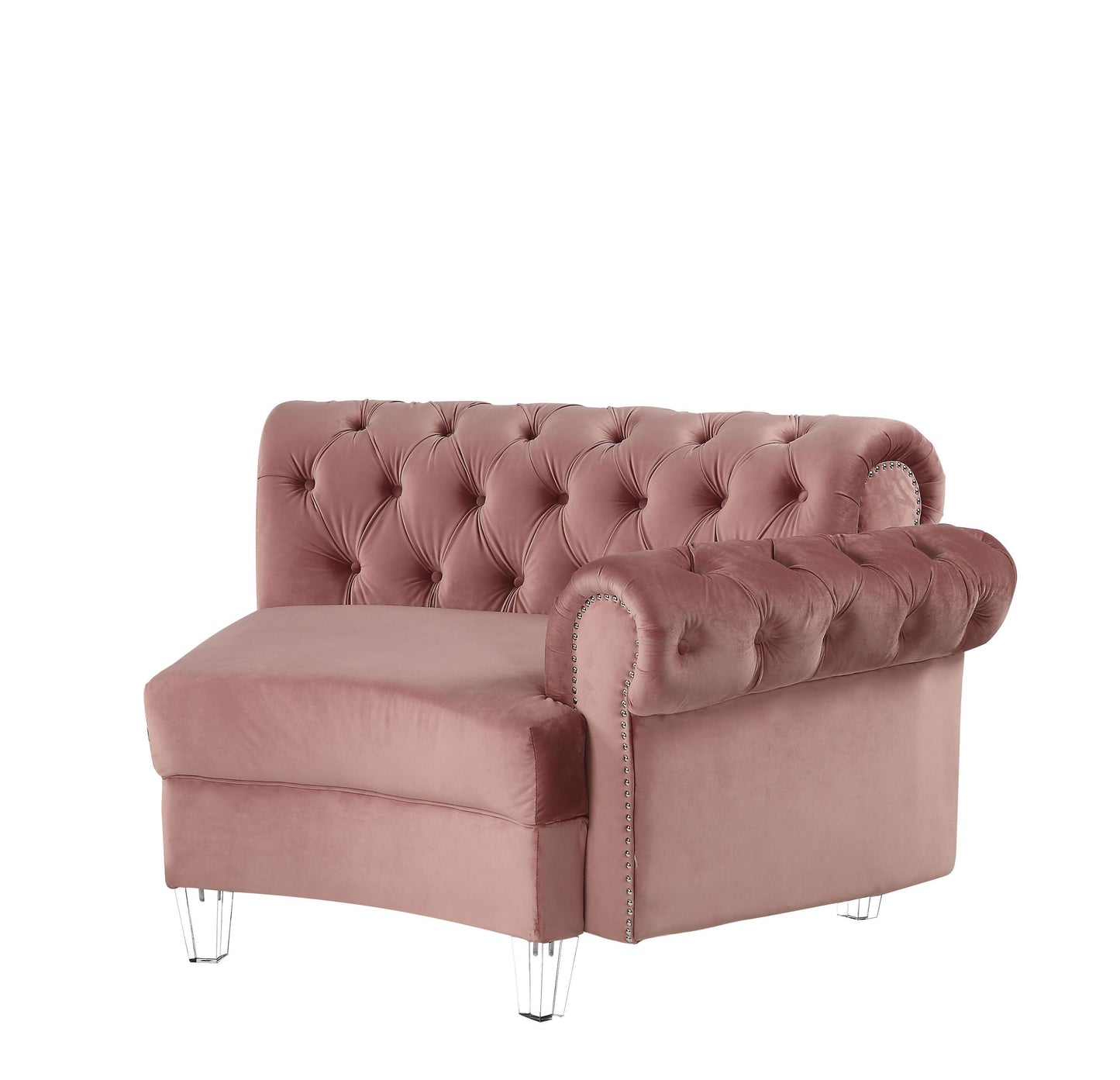 ACME Ninagold Sectional Sofa | Pink Velvet | 7 Pillows | 57360