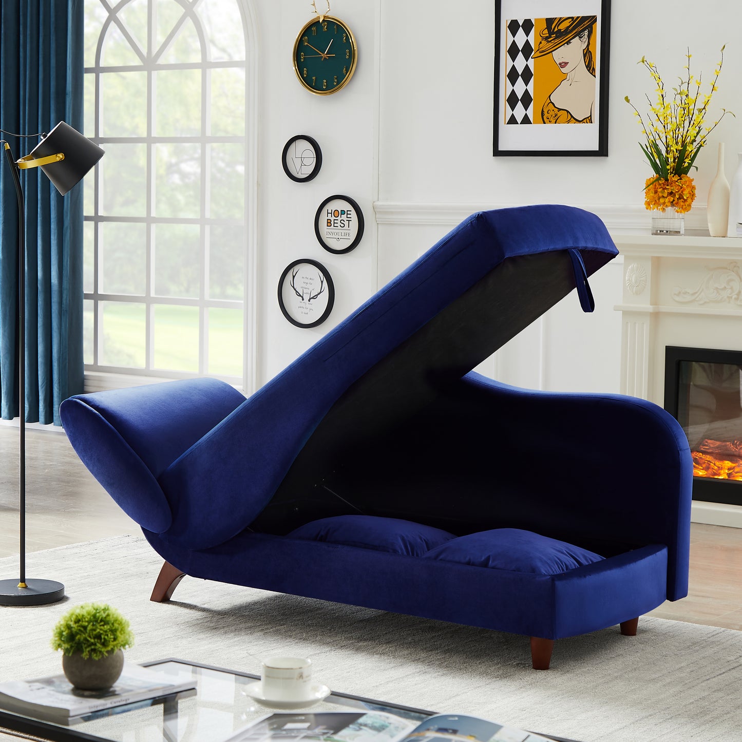 Artemax Chaise Lounge with Storage & Solid Wood Legs: Elegant Comfort & Versatile Functionality for Your Home Décor