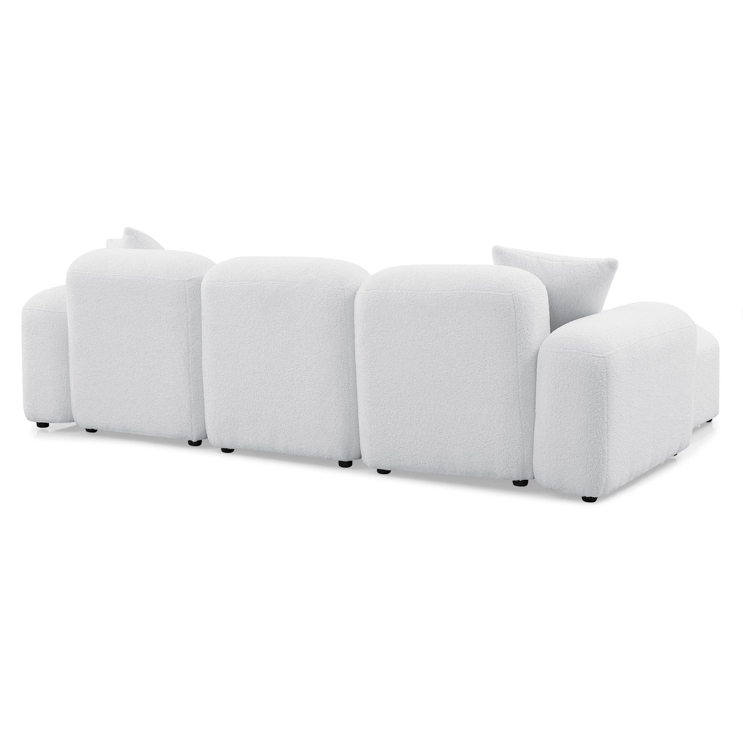 L-Shape Modular Sectional Sofa, DIY Combination, Teddy Fabric, White - Create Your Perfect Seating with this Versatile and Comfy Sofa