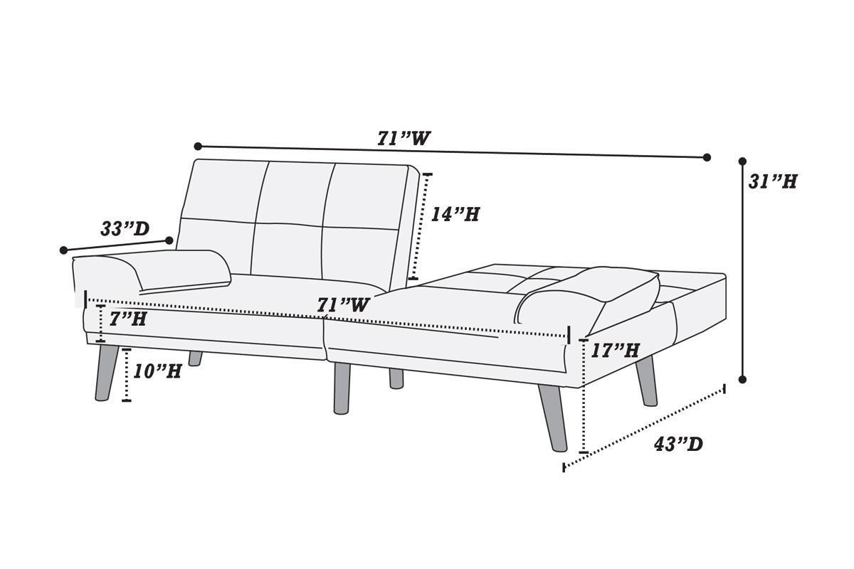 Black Color Polyfiber 2pc Sectional Sofa Set Living Room Furniture Solid Wood Legs Tufted Couch Adjustable Sofa Chaise