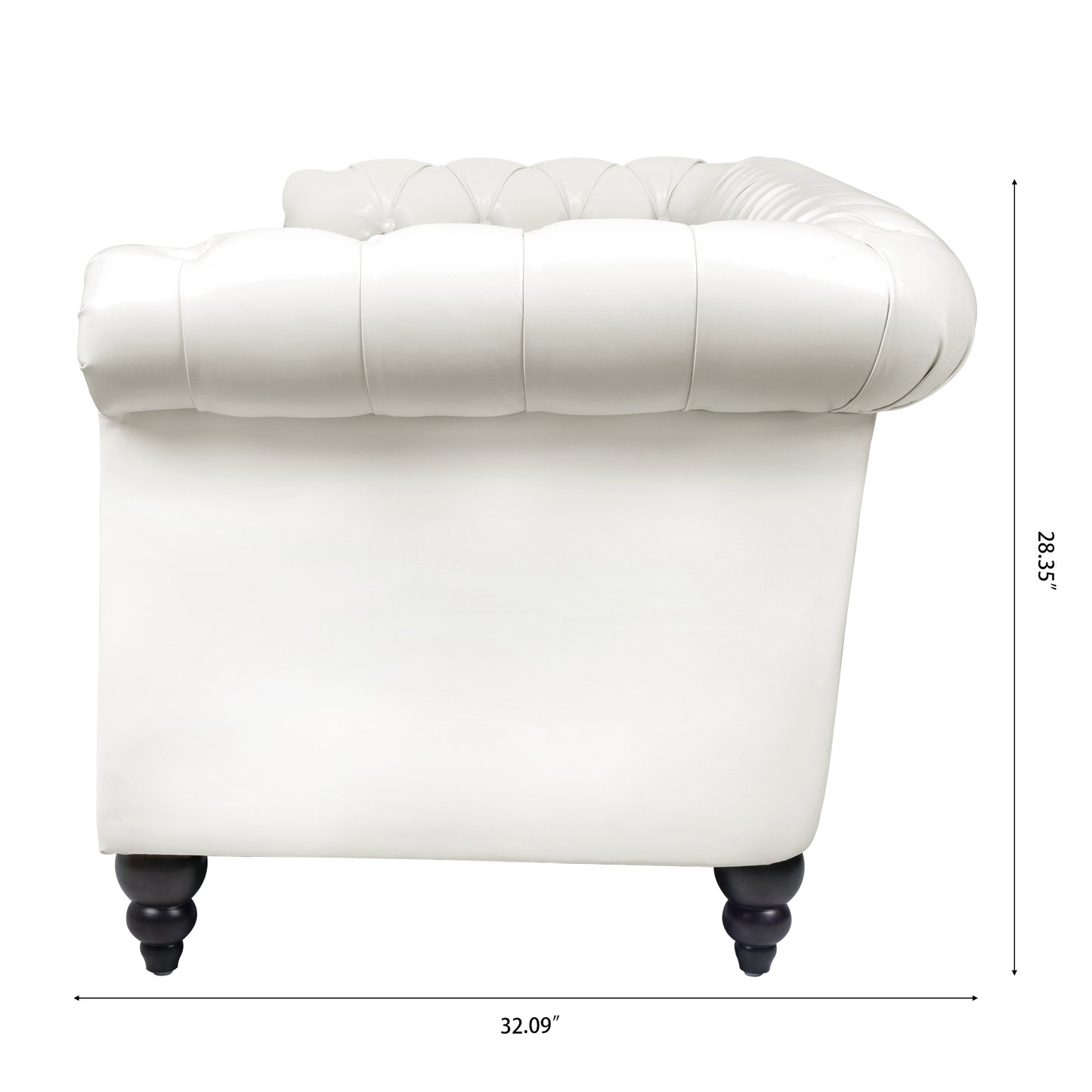 84.65" Rolled Arm Chesterfield 3 Seater Sofa: Classic Design, Generous Size, and Plush Comfort