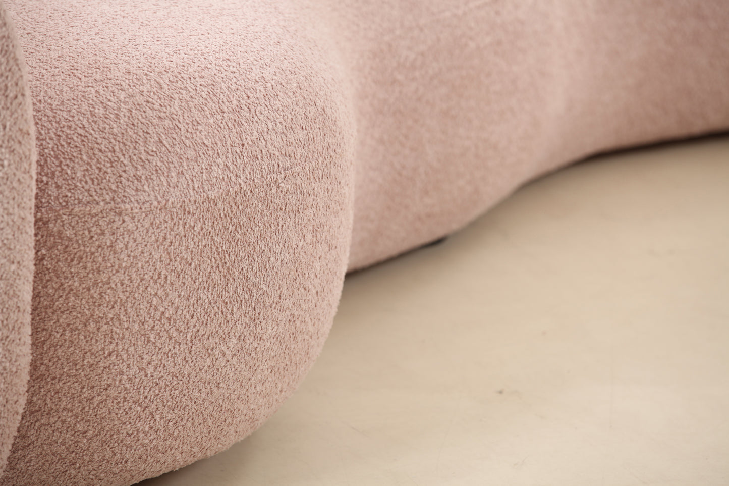 93.6'' Mid Century Modern Curved 4-Seat Boucle Fabric Pink Sofa - Ideal for Bedroom, Office, Apartment - Stylish and Spacious Living Room Couch