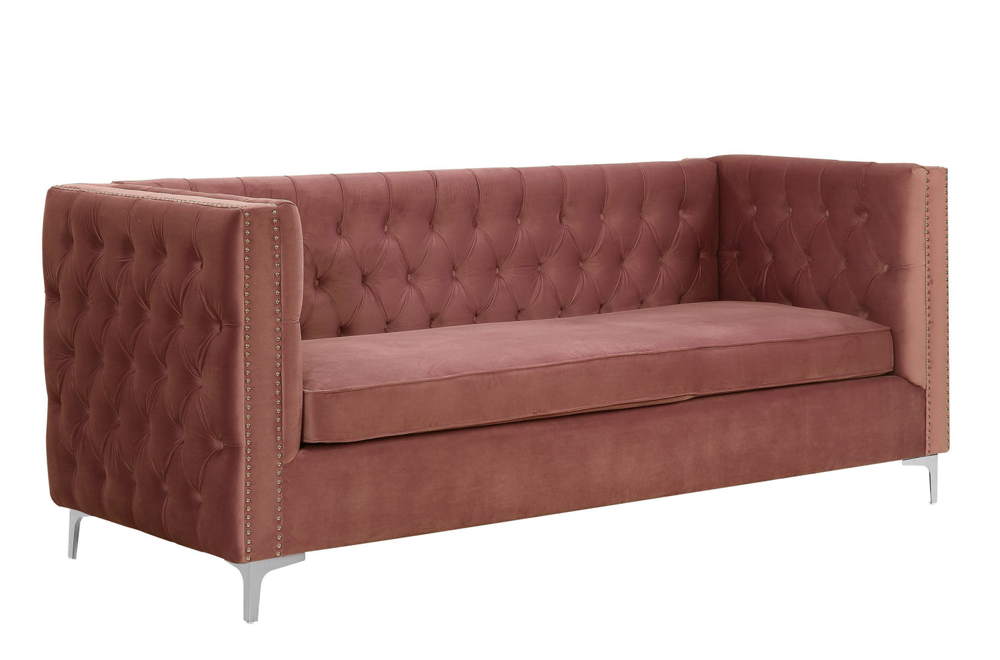 ACME Rhett Sectional Sofa: Dusty Pink Velvet, Modern Design, Spacious & Comfortable, 55505