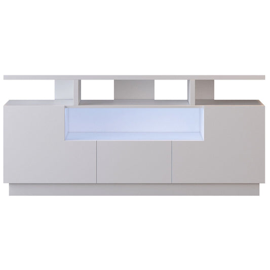 Klair Living Contemporary TV Stand with Lights in Glossy White