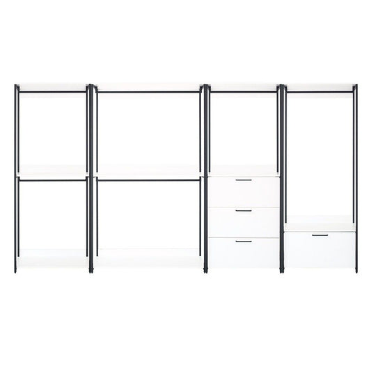 Klair Living White Freestanding Walk in Wood Closet System with Metal Frame