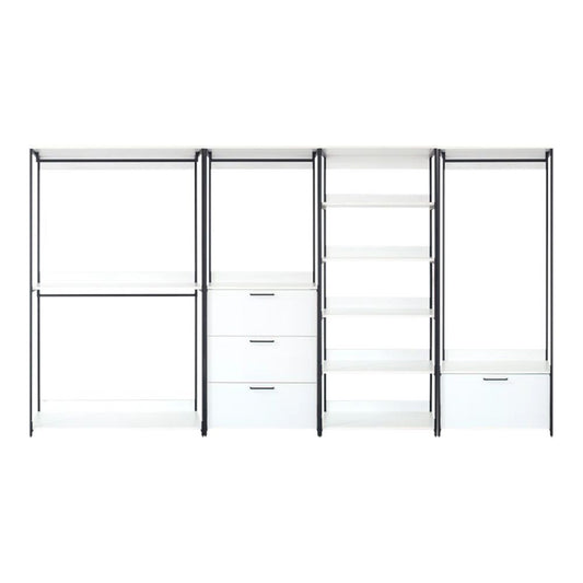 Klair Living White Freestanding Walk in Wood Closet System with Metal Frame