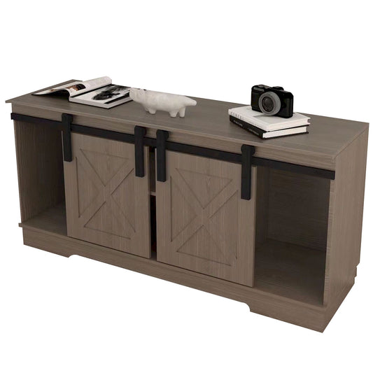 Klair Living TV Stand with Sliding Barndoors in Rustic Gray