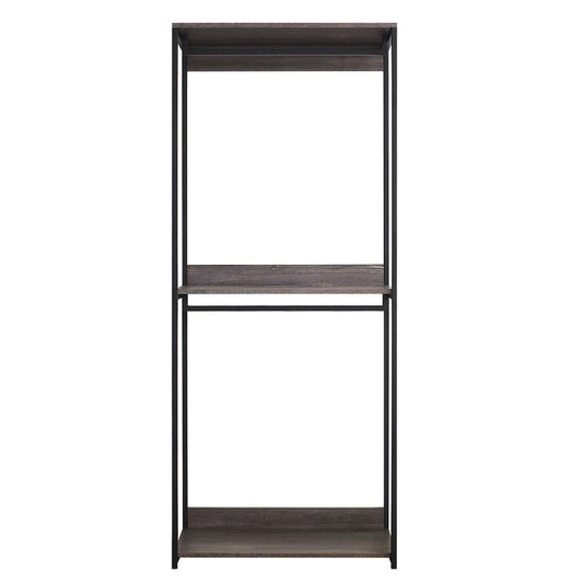 Klair Living Farmhouse Industrial Wood Walk-in Closet with One Shelf in Rustic Gray