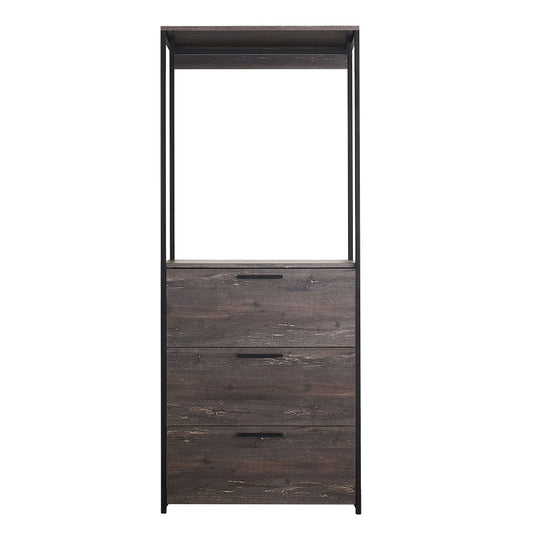 Klair Living Wood Walk-in Closet with Three Drawers and One Shelf in Rustic Gray