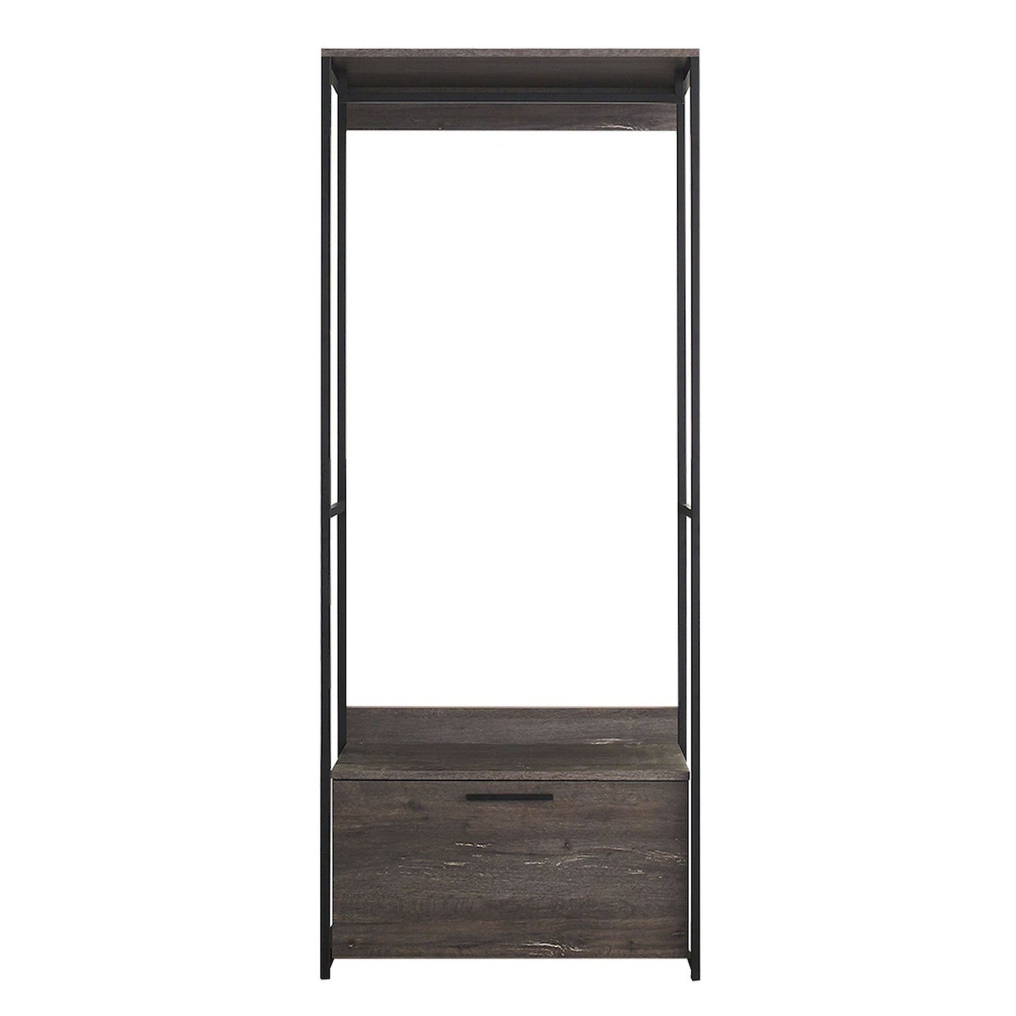 Klair Living Wood and Metal Walk-in Closet with One Drawer in Rustic Gray