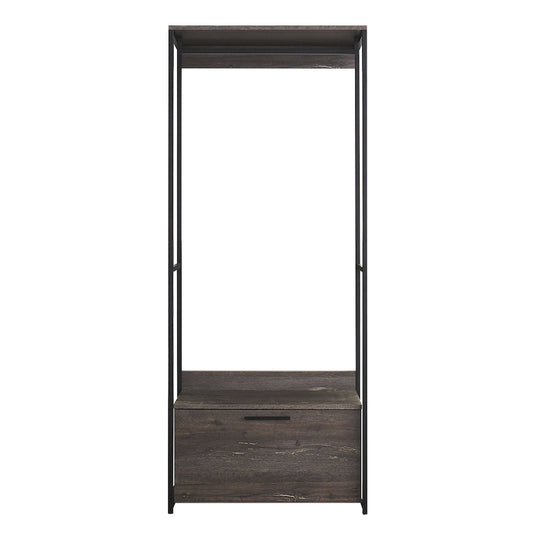 Klair Living Wood and Metal Walk-in Closet with One Drawer in Rustic Gray