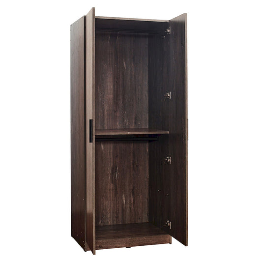 Klair Living Two-Door Wood Closet with One Shelf in Rustic Gray