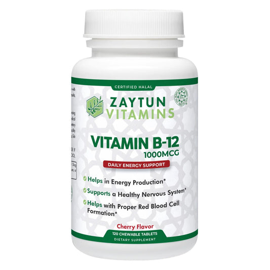 Zaytun Halal Vitamin B12 1000mcg: Promotes Energy, Metabolism & Healthy Nervous System - Vegetarian/Vegan Formula - Dairy-Free - 4 Months Supply