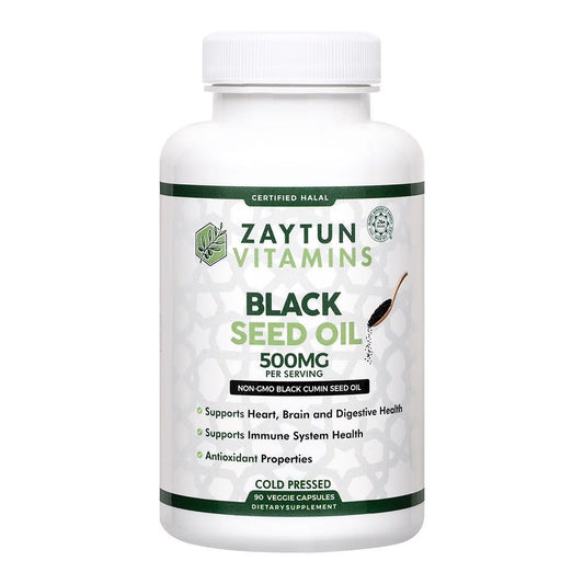 Zaytun Halal Black Seed Oil: Supports Heart, Brain & Immune Health, Natural Anti-Oxidant, Non-GMO, Cold-Pressed - 90 Veggie Capsules