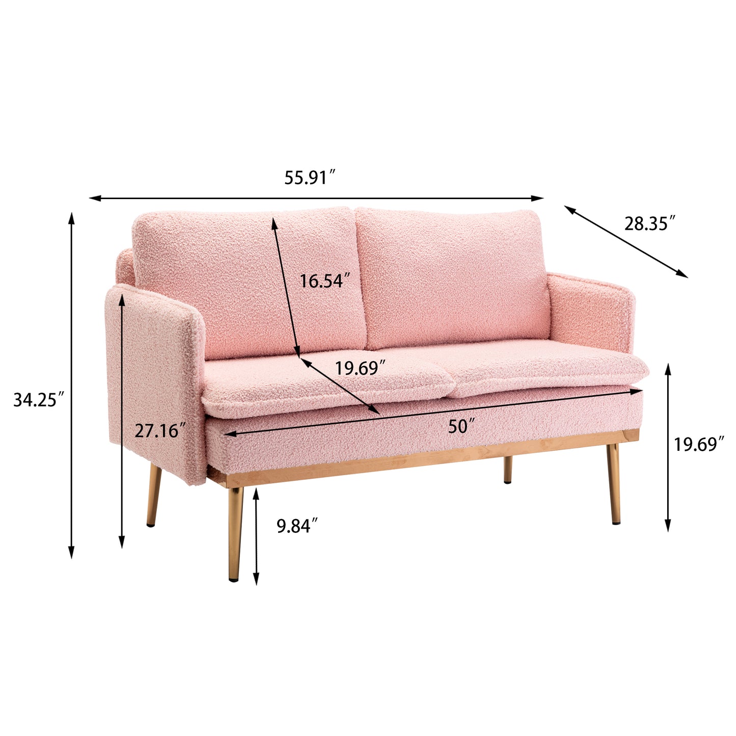 COOLMORE Accent Loveseat Sofa with Iron Feet - Stylish and Durable Seating Option for Your Living Space in Various Colors and Sizes