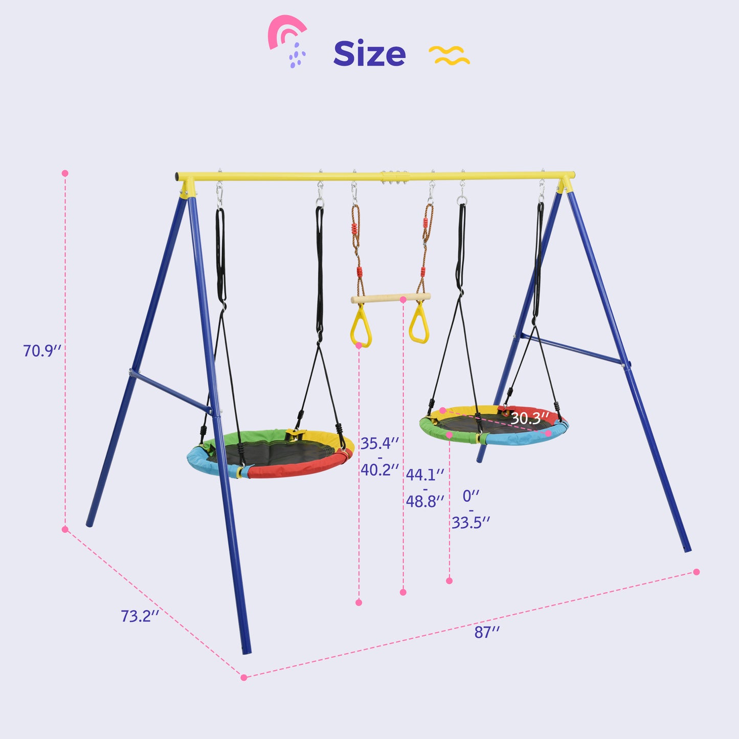 Outdoor Toddler Saucer Swing Set for Backyard, Playground Tree Swing Sets with Steel Frames, Disc Tree Swing Playset - Durable, Safe, and Fun Swing for Kids - Available in Various Sizes and Colors