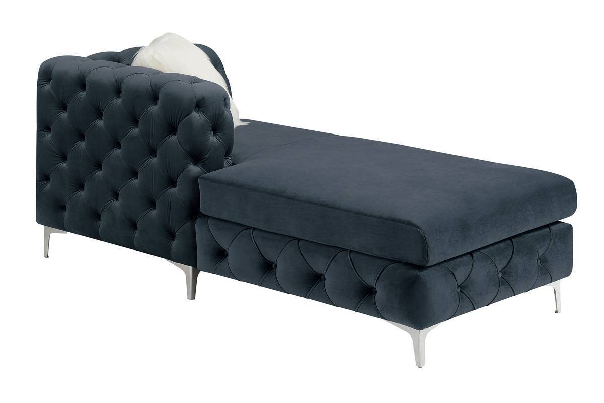 Gorgeous Living Room U-Sectional Black Velvet Tufted Cushion Couch with LAF and RAF Chaise and Armless Loveseat