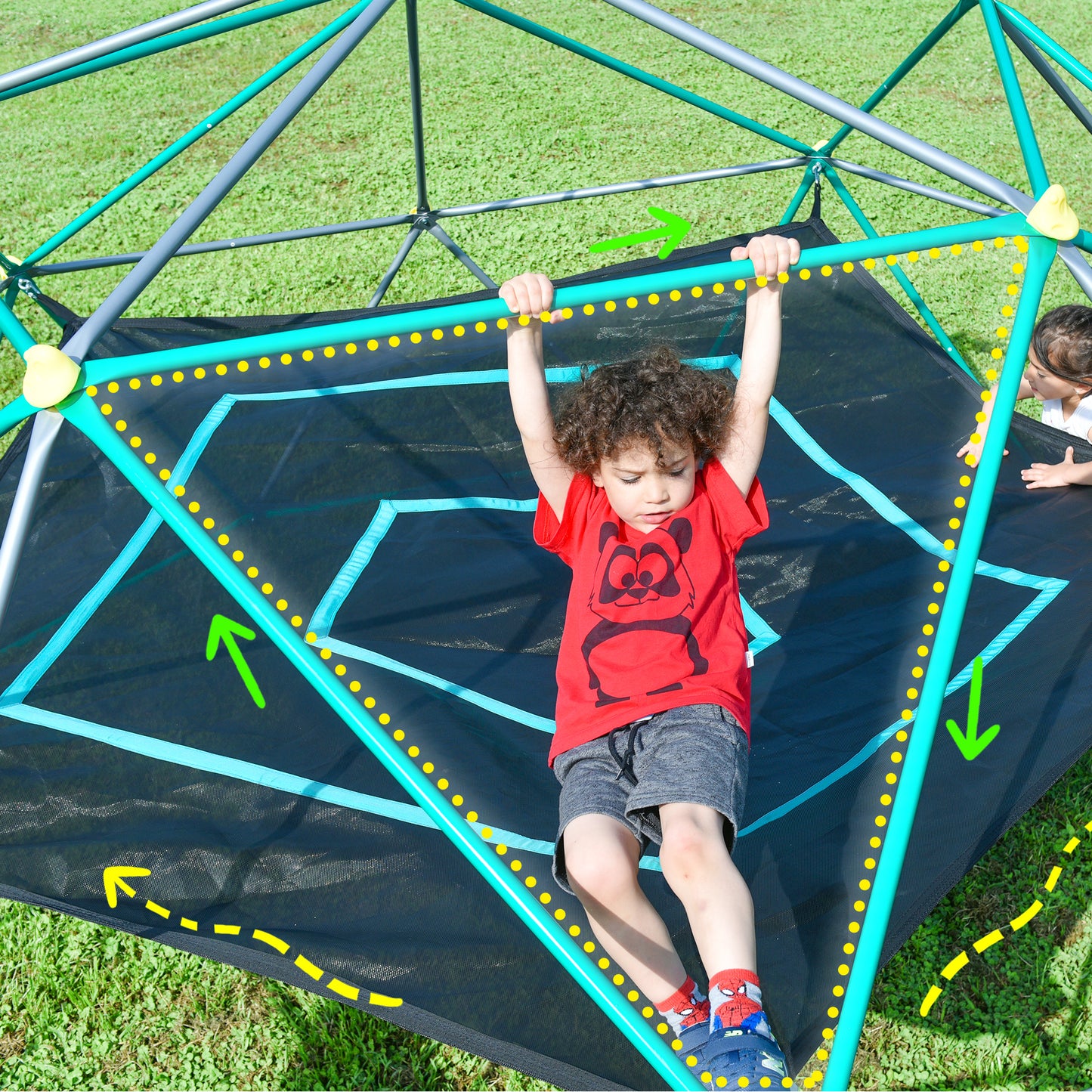 13ft Geometric Dome Climber Play Center: Kids Climbing Tower with Canopy, Rust & UV Resistant Steel Supporting 1000 LBS, Available in Multiple Sizes and Colors