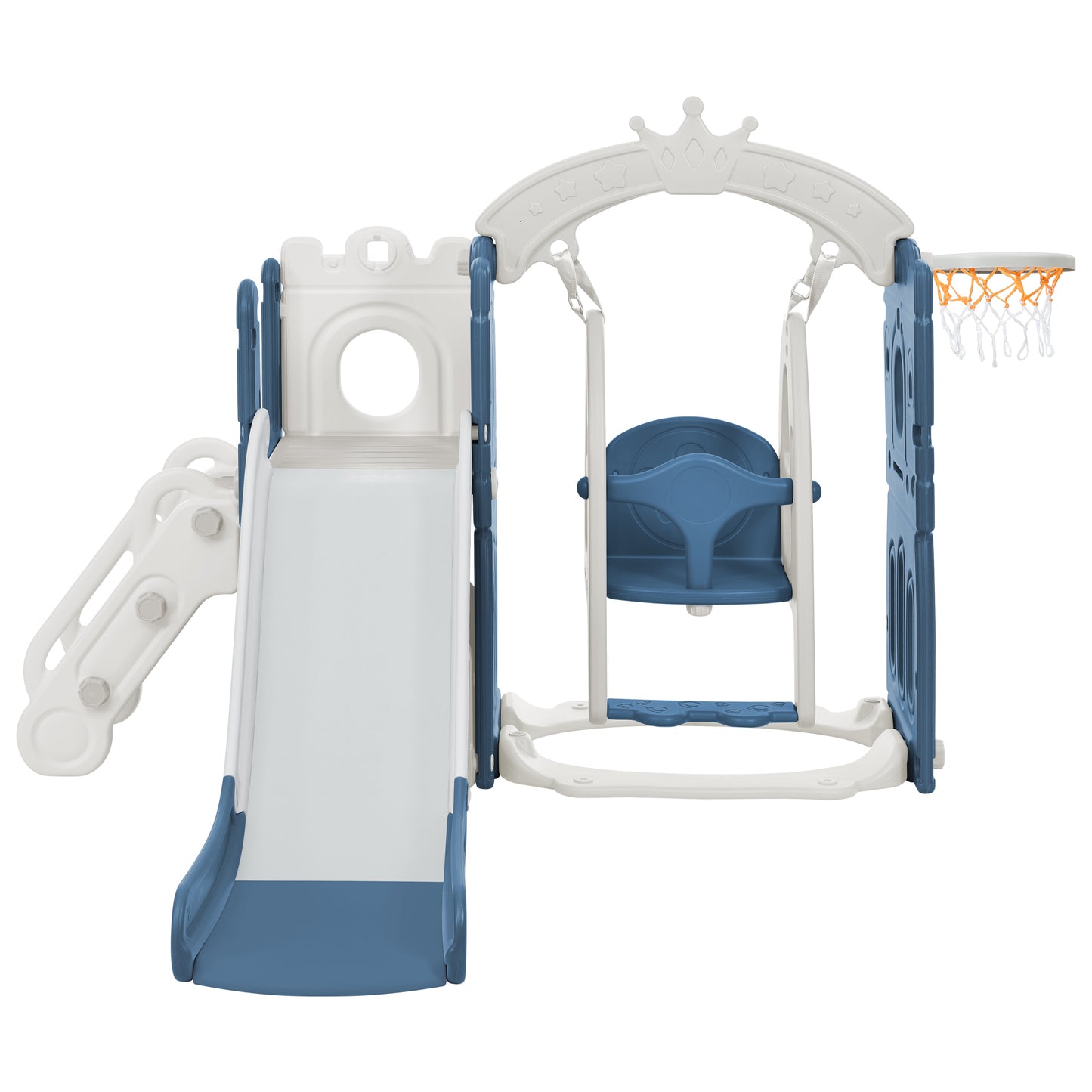 Toddler Slide and Swing Set 5 in 1, Kids Playground Climber Slide Playset with Basketball Hoop - Freestanding Combination for Babies - Indoor & Outdoor - Colorful and Versatile