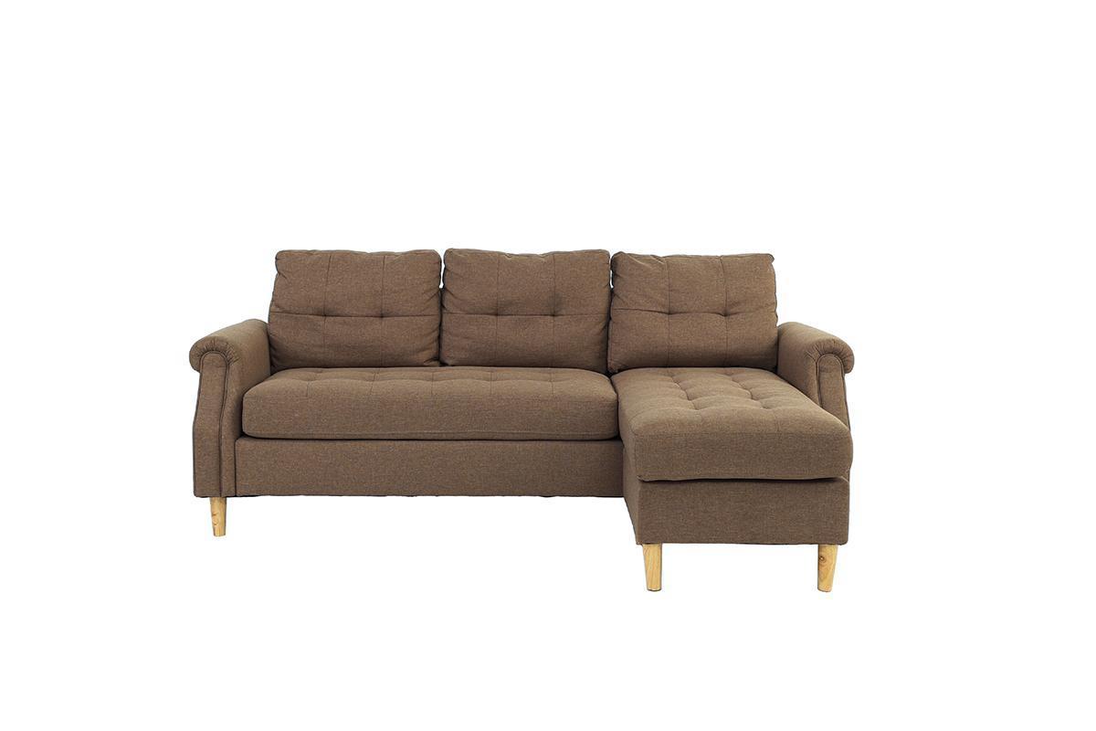 Living Room Corner Sectional Light Coffee Polyfiber Chaise Sofa - Reversible, Comfortable, & Stylish - Available in Various Sizes