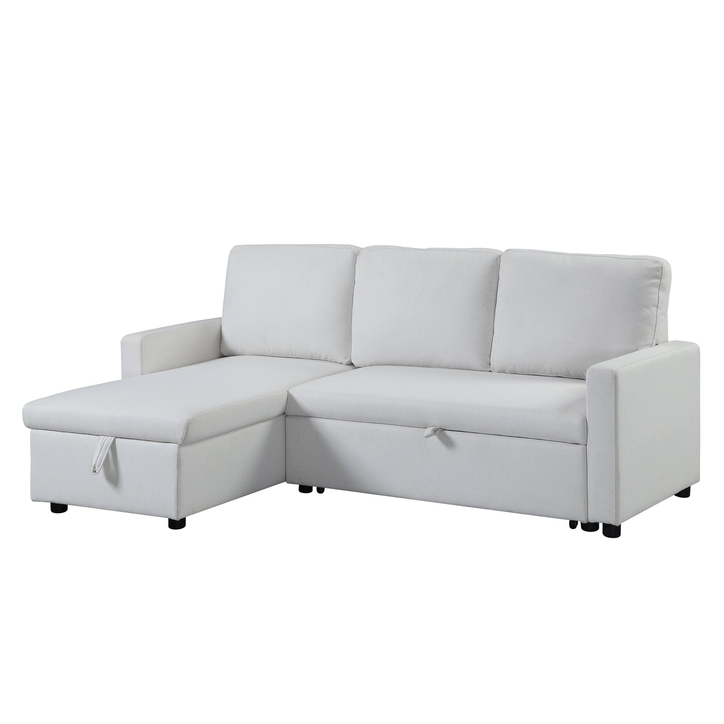 ACME Sleeper Sectional Sofa w/Storage, White Fabric - Comfortable & Stylish LV00971