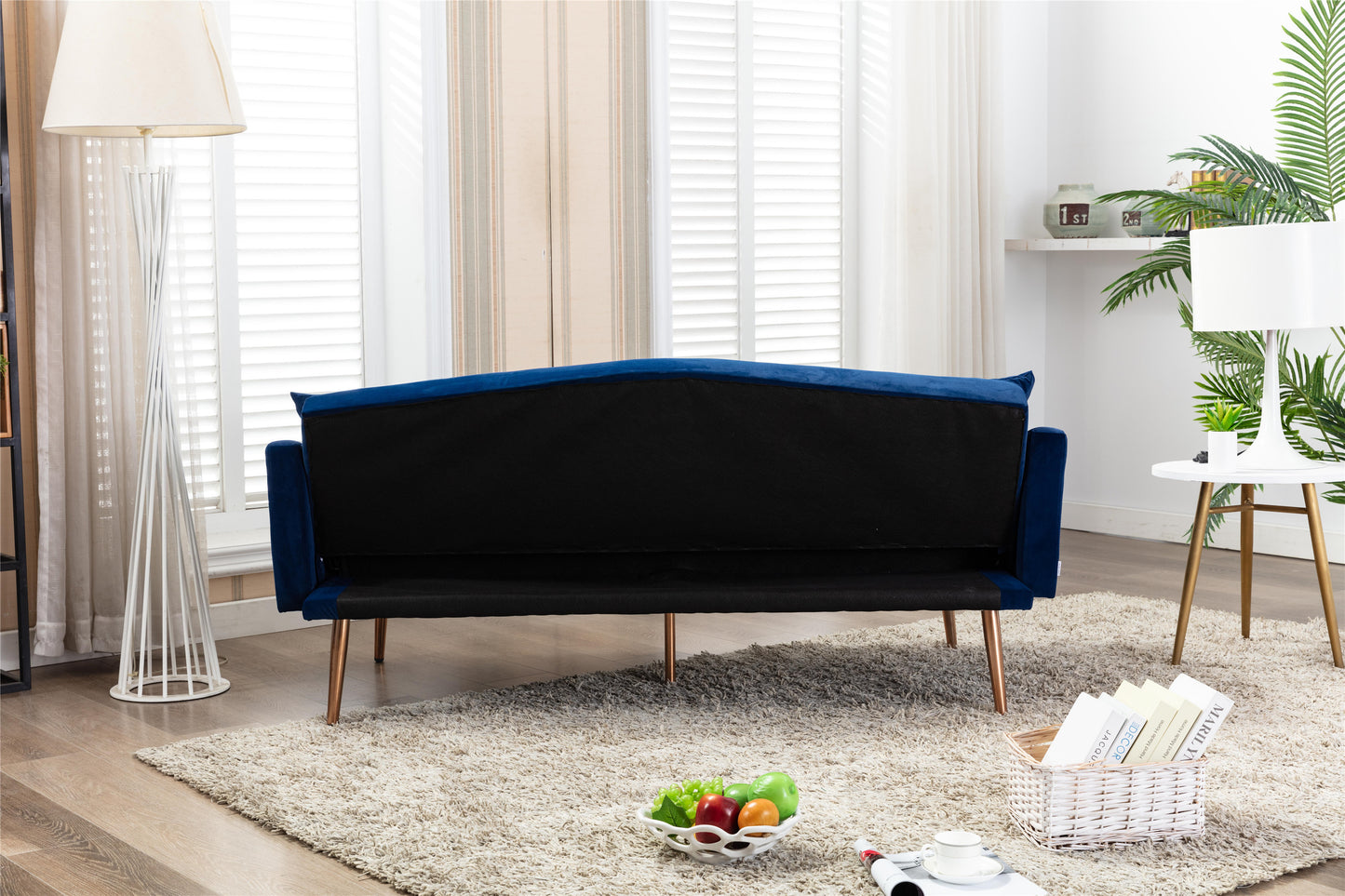 Coolmore Velvet Sofa: Accent Loveseat with Stainless Feet - Navy Velvet