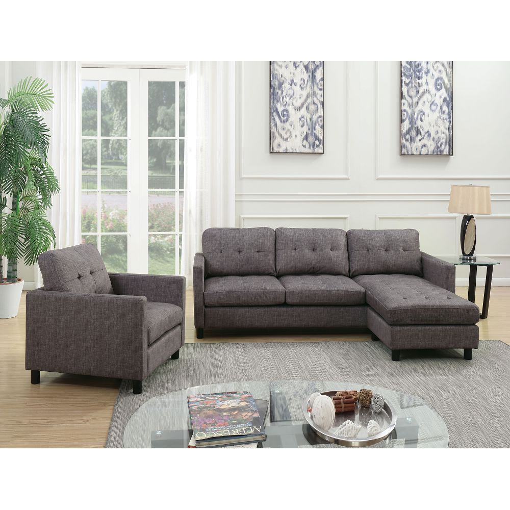 ACME Gray Fabric Caesar Sectional Sofa - Comfortable & Stylish Seating Solution for Your Home - 53315