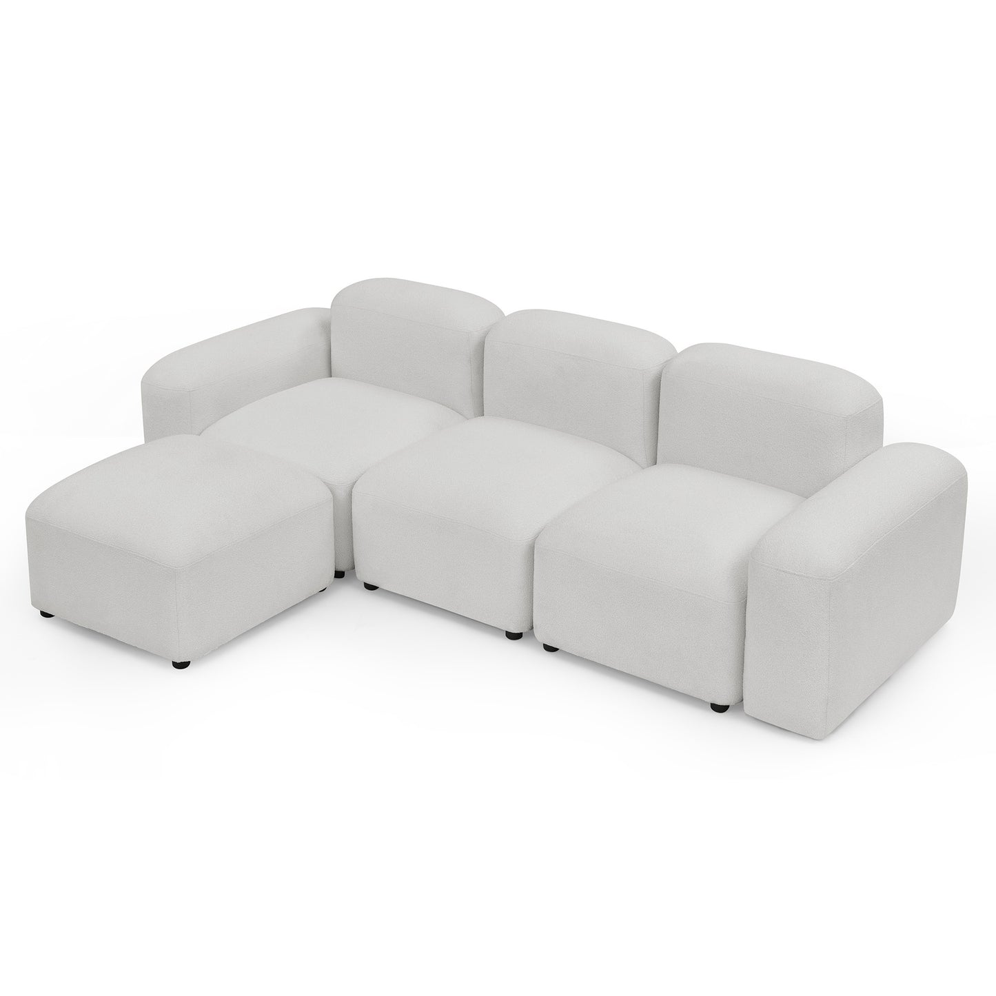 L-Shape Modular Sectional Sofa, DIY Combination, Loop Yarn, Ivory - Comfortable and Versatile Furniture for Your Home