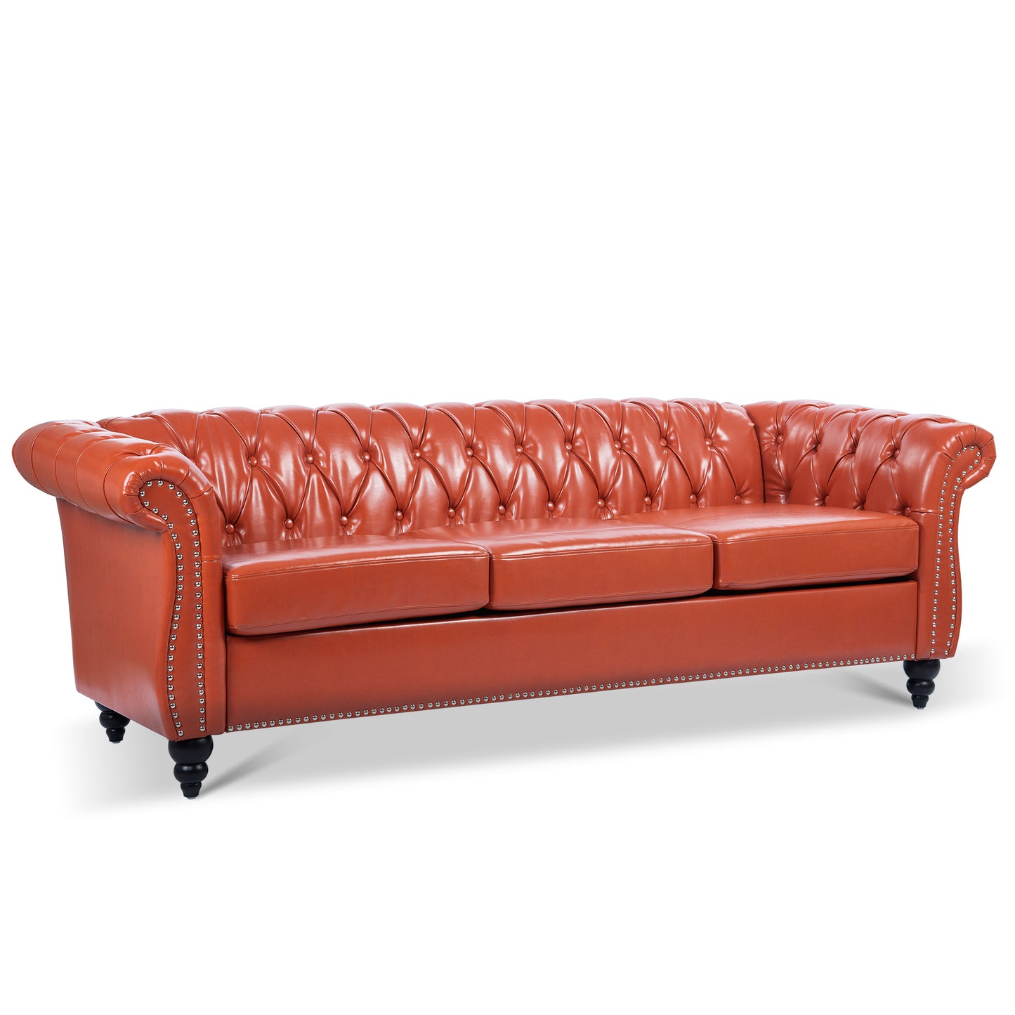 84.65" Rolled Arm Chesterfield 3 Seater Sofa: Classic Design, Luxurious Comfort, Multiple Colors and Sizes