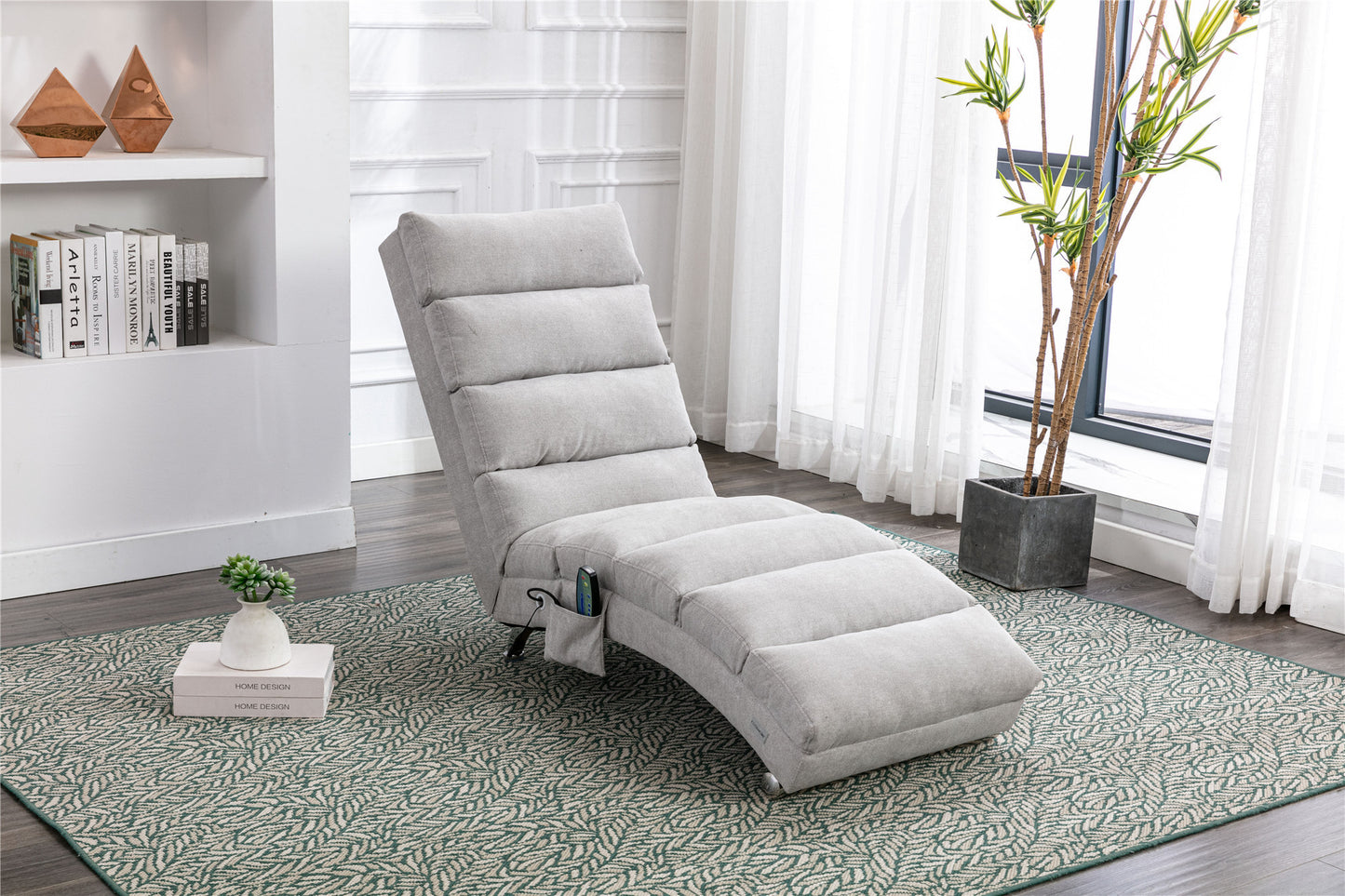 Linen Chaise Lounge Indoor Chair, Modern Long Lounger for Office or Living Room - COOLMORE