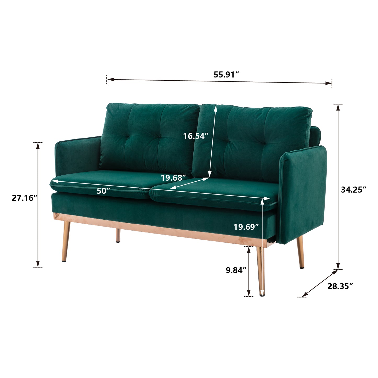 Velvet Accent Sofa with Stainless Feet - COOLMORE: Comfortable and Stylish Loveseat Sofa in Various Colors and Sizes