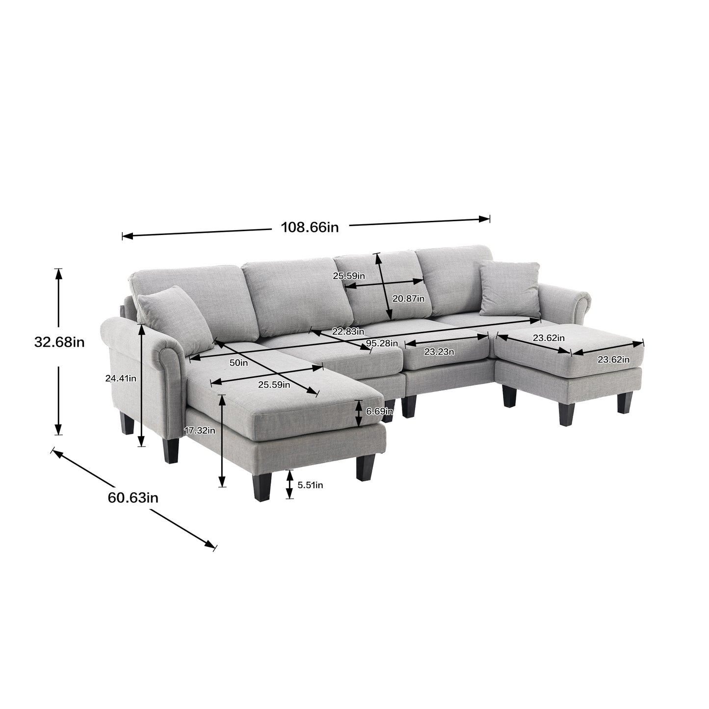 Accent your living room with the COOLMORE Sectional Sofa - Stylish, Comfortable, and Versatile: Available in Multiple Colors and Sizes!