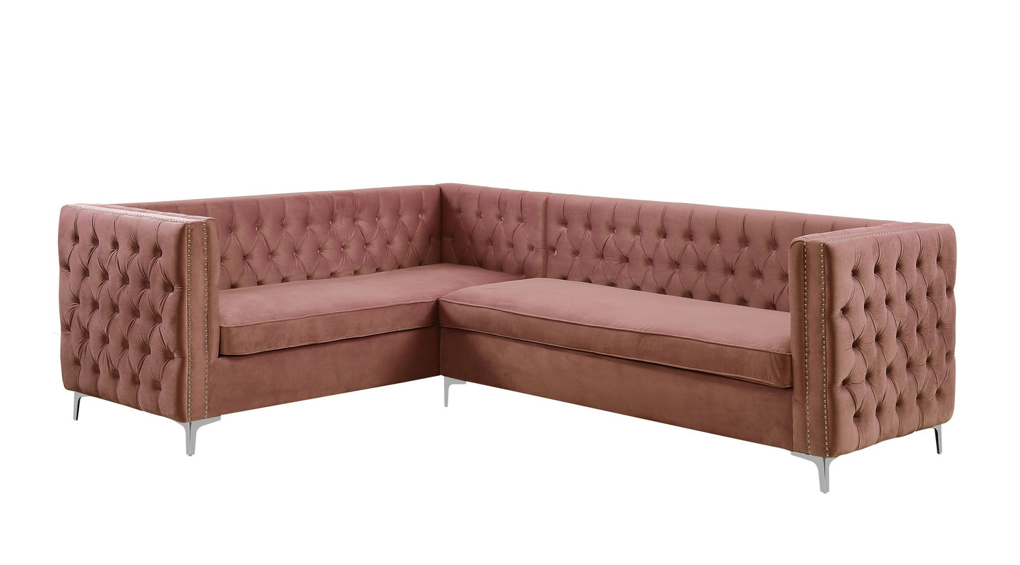 ACME Rhett Sectional Sofa: Dusty Pink Velvet, Modern Design, Spacious & Comfortable, 55505