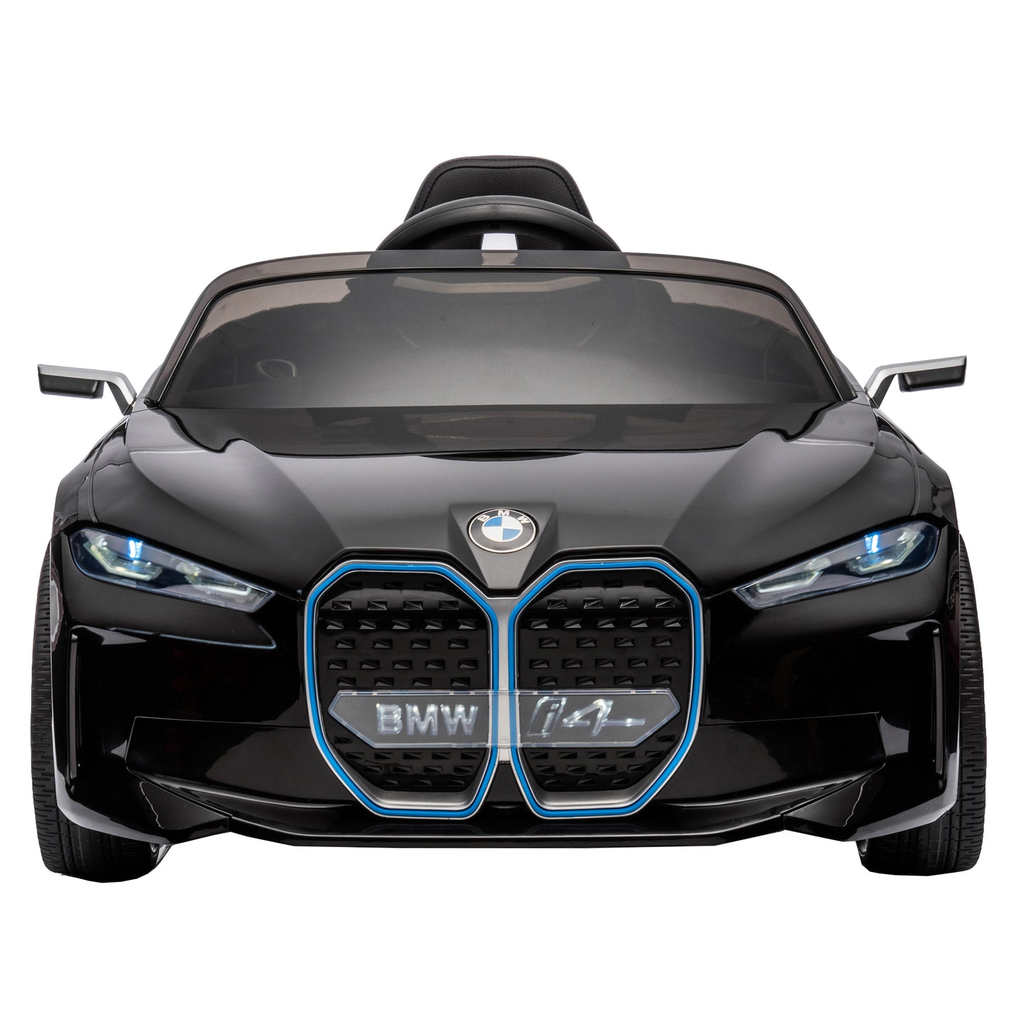 Licensed BMW I4, 12V Kids Ride On Car - 2.4G Remote Control, Electric Car for Kids - Three-Speed Adjustable, Power Display, USB, MP3, Bluetooth - LED Light, Two-Point Safety Belt, Story - Red