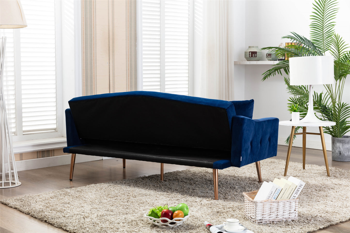 Coolmore Velvet Sofa: Accent Loveseat with Stainless Feet - Navy Velvet