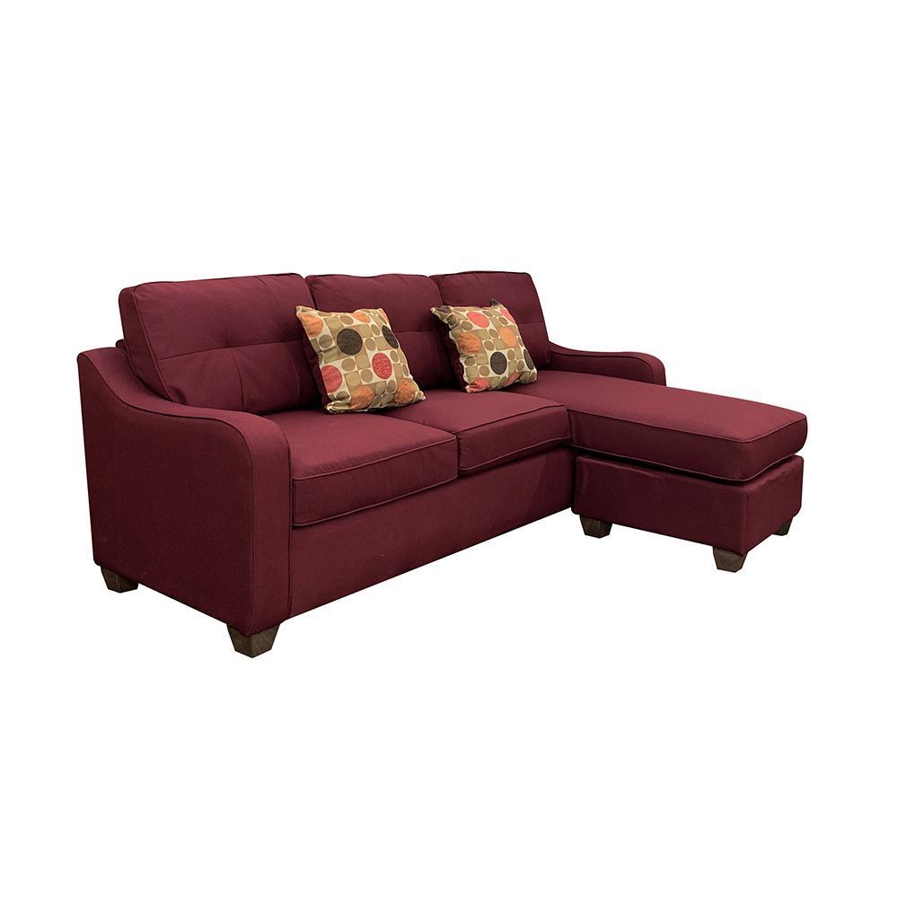 Cleavon II Sectional Sofa & Pillows in Red Linen - Comfortable Seating with Elegant Design - Ideal for Living Rooms, Lounges, and Offices - Includes 2 Matching Pillows - 53740