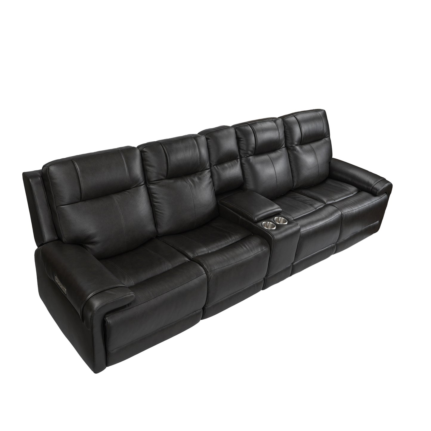 Trevor Triple 4 Seats Power Sofa: Genuine Leather, Lumbar Support, Adjustable Headrest, USB & Type C Charge Port | Stationary