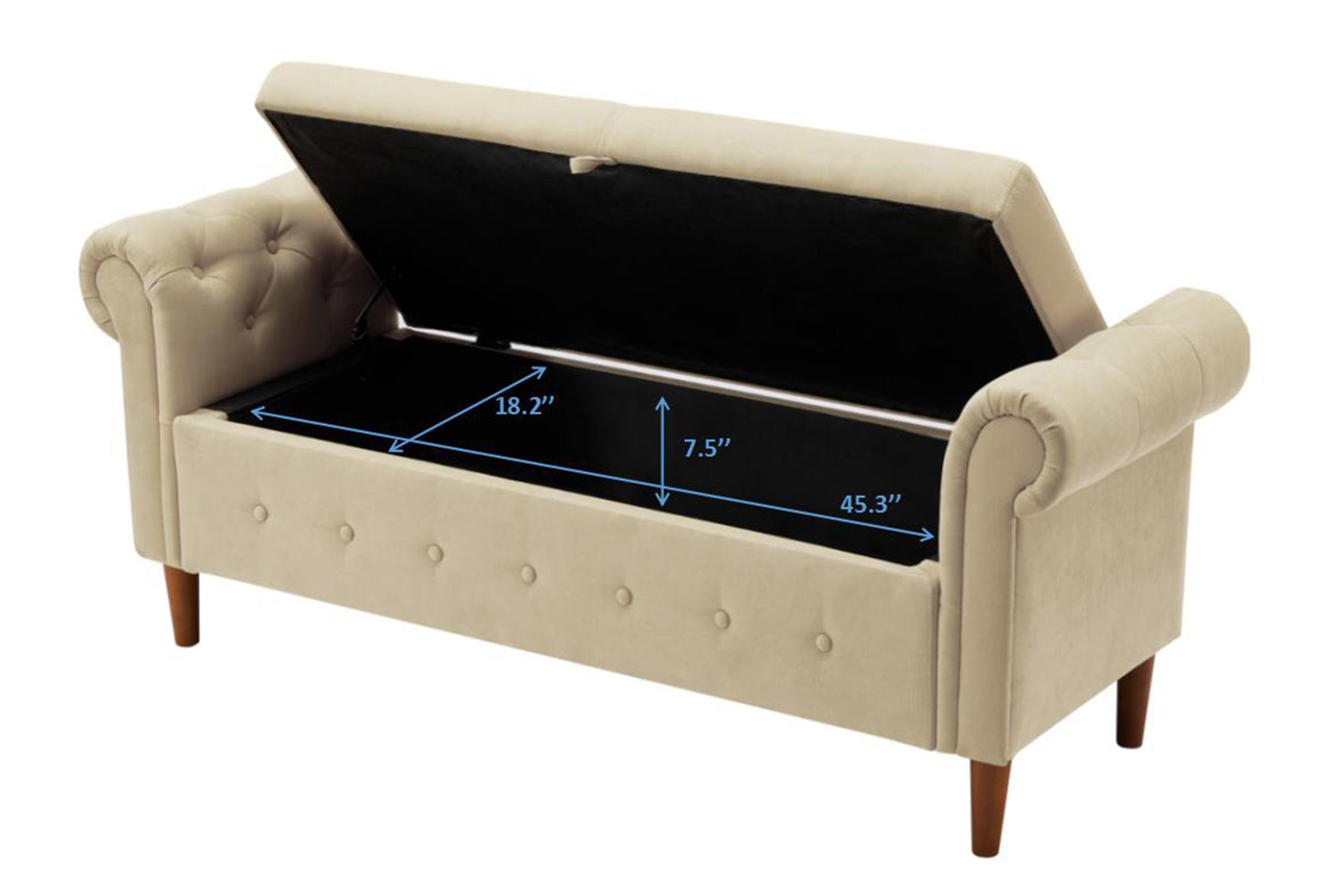 Beige Multifunctional Storage Rectangular Sofa Stool: Versatile and Stylish Ottoman with Ample Storage Space