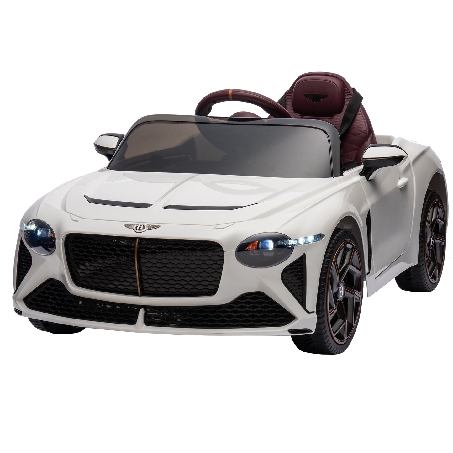 Licensed Bentley Mulsanne 12V7A Kids Ride-On Car: 2.4G Remote Control, Electric Car for Kids with Adjustable Speed, Power Display, USB, MP3, Bluetooth, LED Light, and Safety Belt