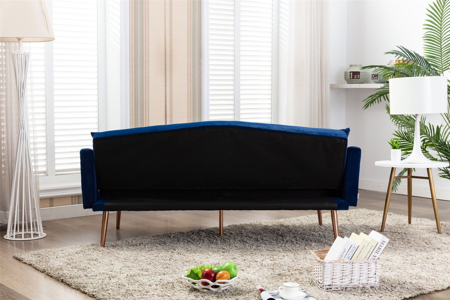 Coolmore Velvet Sofa: Accent Loveseat with Stainless Feet - Navy Velvet