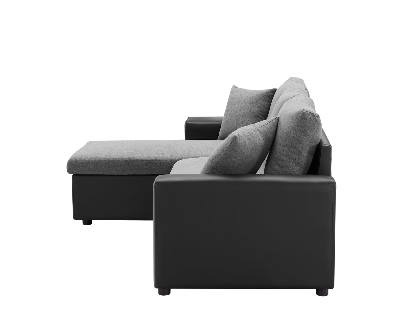 Linen Reversible Sleeper Sectional Sofa with Storage: Artemax 92.5" - Steel Gray, Includes 2 Stools