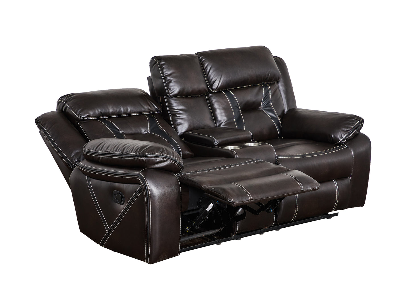 Reclining Upholstered Manual Puller in Faux Leather - Brown | 72.83x38.58x40.16 | Comfortable & Stylish