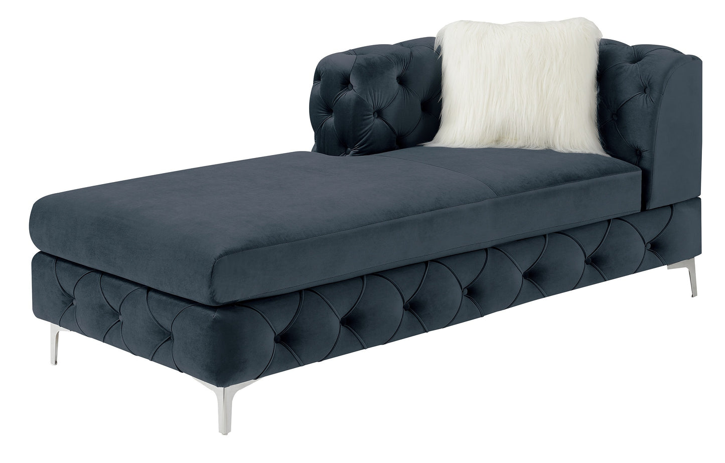 Gorgeous Living Room U-Sectional Black Velvet Tufted Cushion Couch with LAF and RAF Chaise and Armless Loveseat