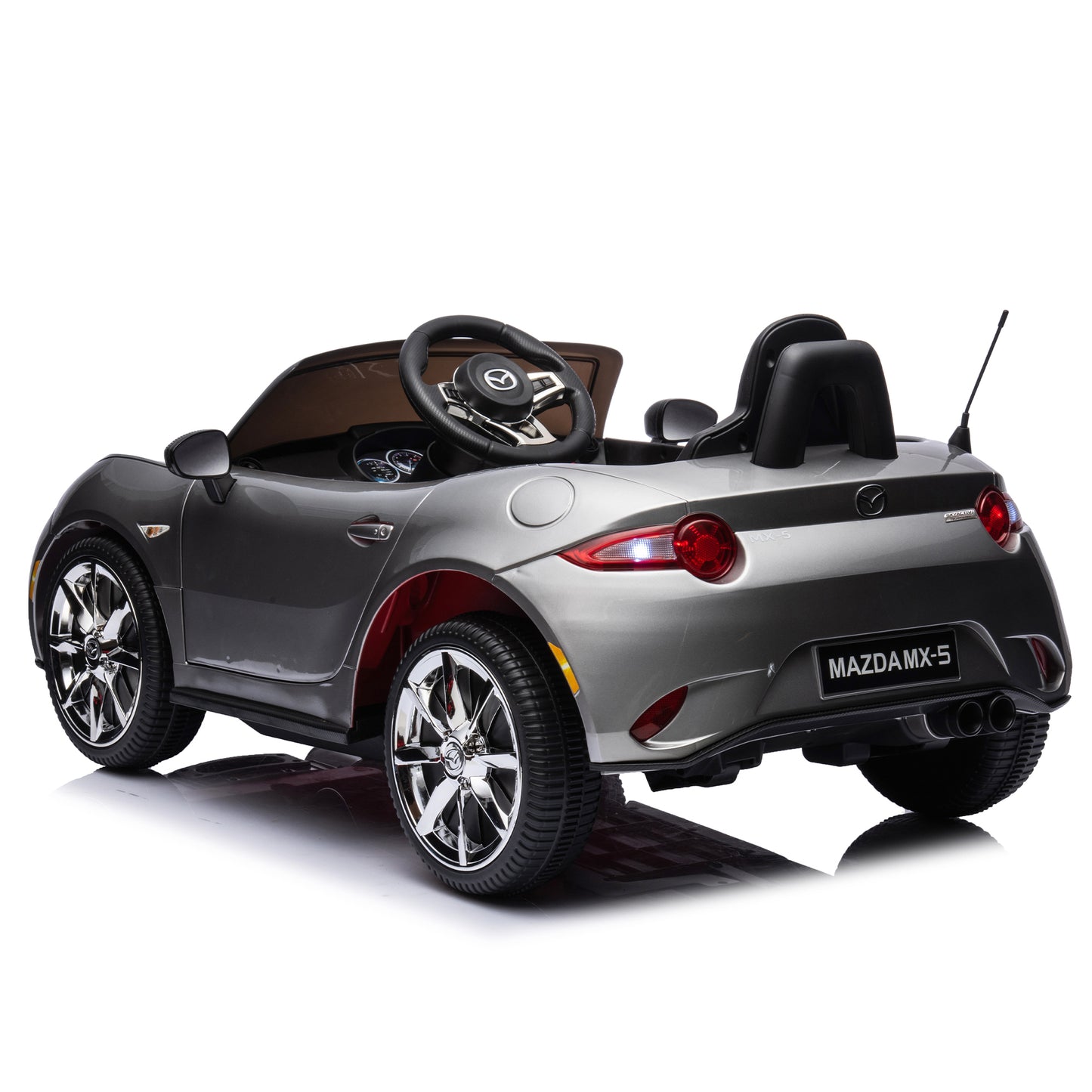 Licensed MAZDA MX-5 RF 12V Kids Ride On Car - Remote Control, Three Speeds, Power Display, USB, MP3, Bluetooth, LED Light, Safety Belt, Painting - Red