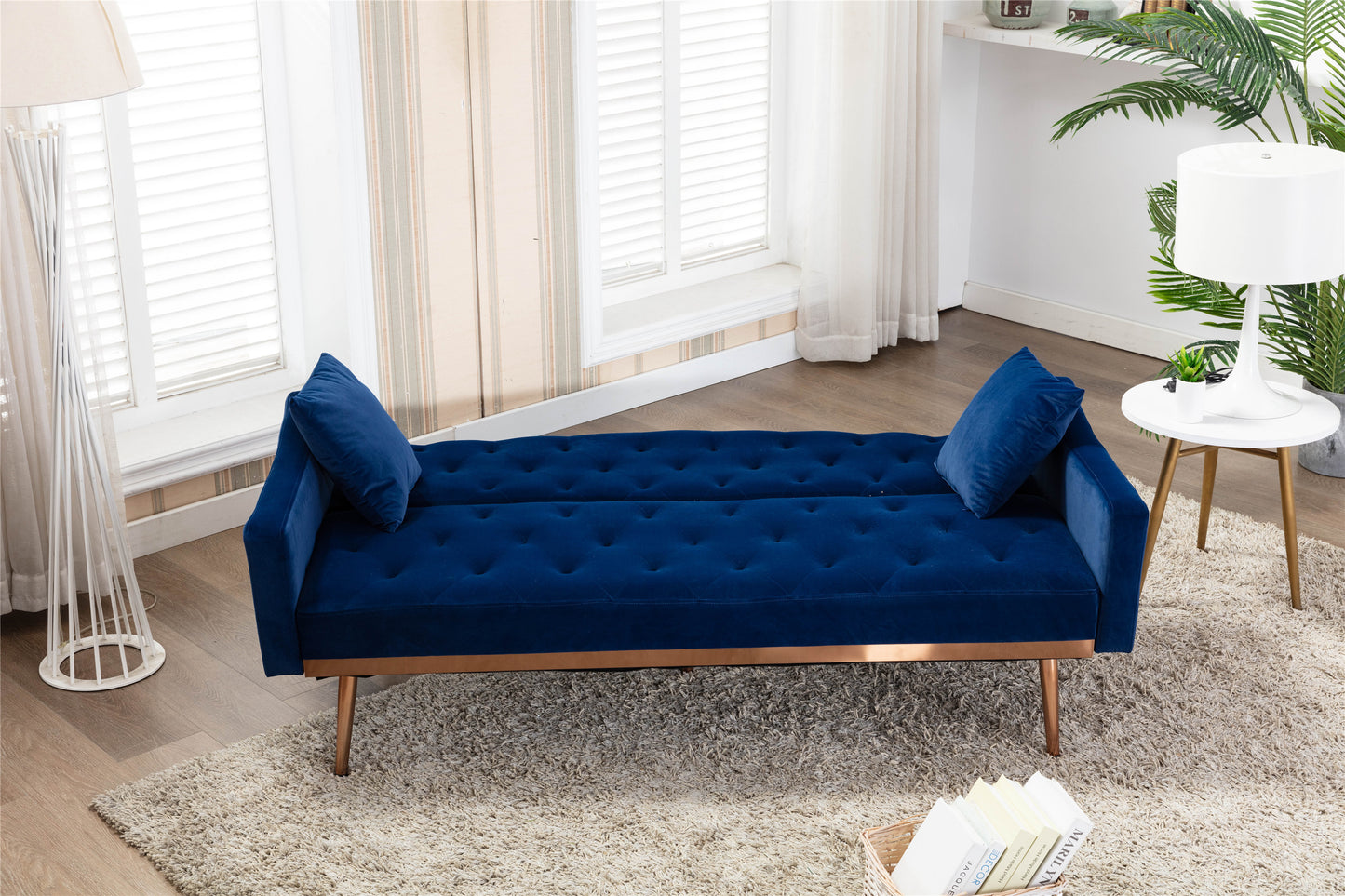 Coolmore Velvet Sofa: Accent Loveseat with Stainless Feet - Navy Velvet