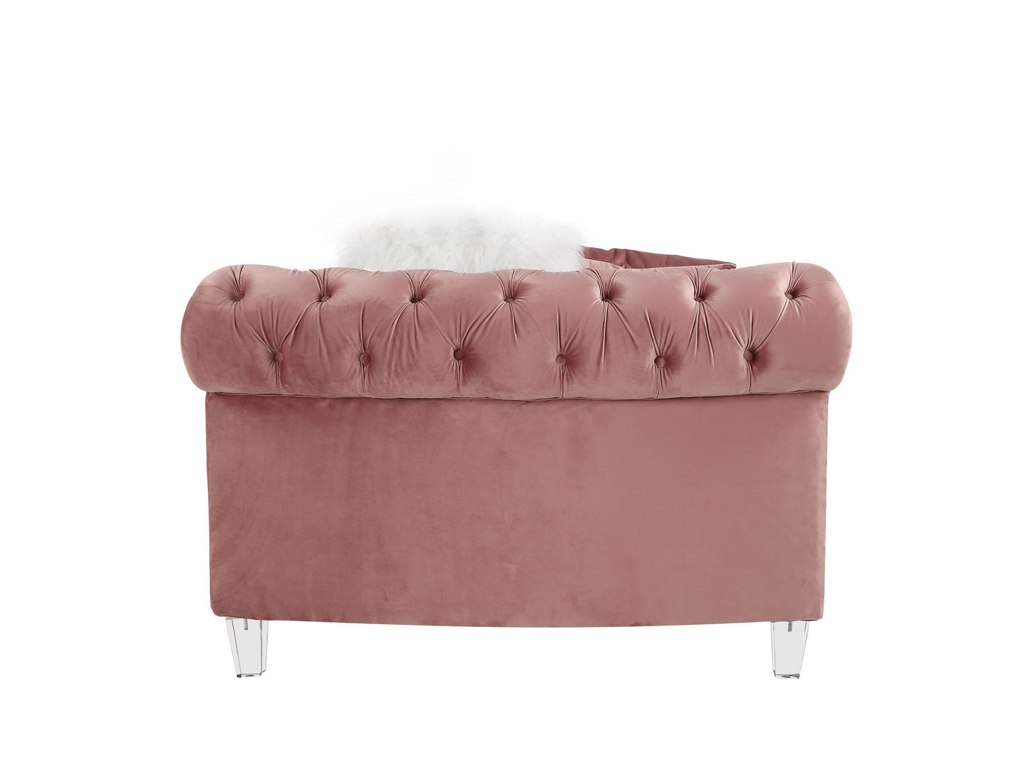 ACME Ninagold Sectional Sofa | Pink Velvet | 7 Pillows | 57360