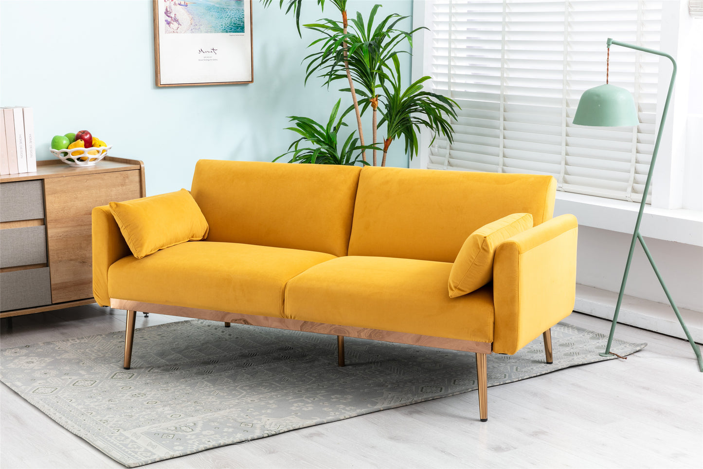 COOLMORE Velvet Sofa: Metal Feet Accent Loveseat Sofa - Stylish and Comfortable Furniture Choice for Your Space