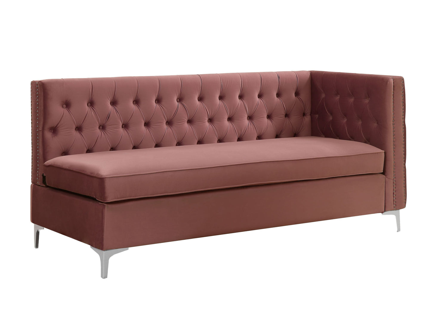 ACME Rhett Sectional Sofa: Dusty Pink Velvet, Modern Design, Spacious & Comfortable, 55505